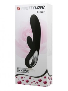 Pretty Love Elmer crni silikonski vibrator sa dodatkom za klitoris  BI 14413-1-4